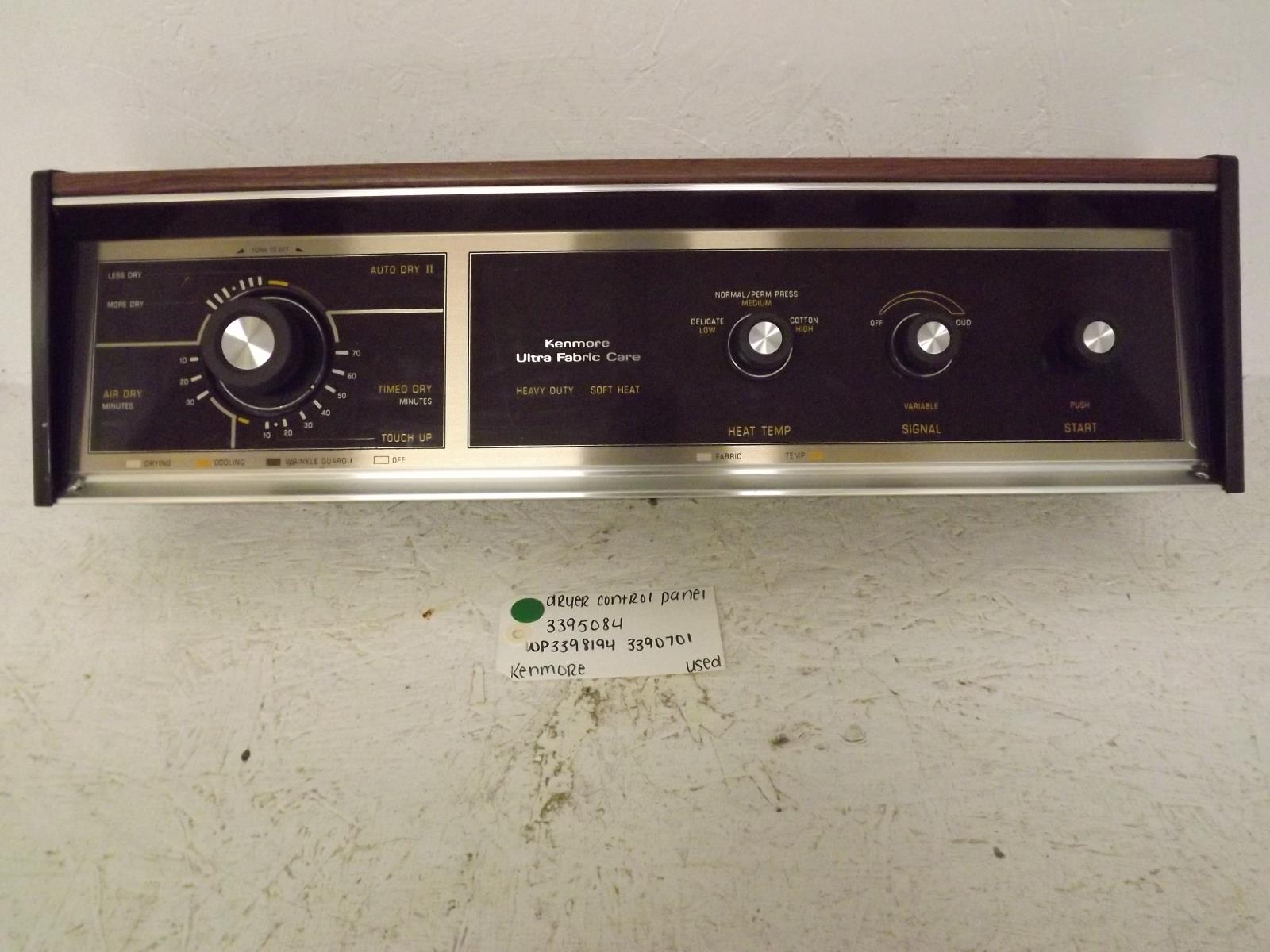 Kenmore Dryer 3395084 WP3398194 3390701 Dryer Control Panel Used Kenmore Dryer 3395084 WP3398194 3390701 Dryer Control Panel Used
